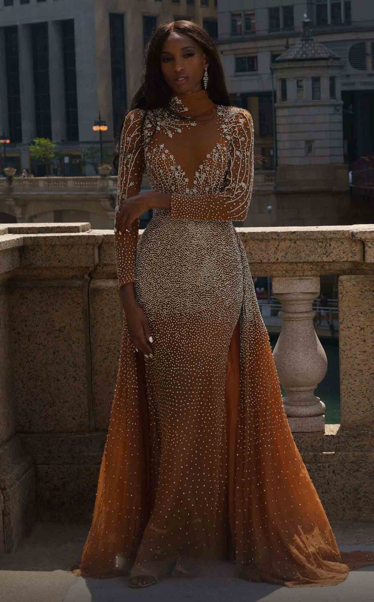 MNM Couture M1127 Women's Formal Evening & Wedding Guest Dress - Copper | NewYorkDress