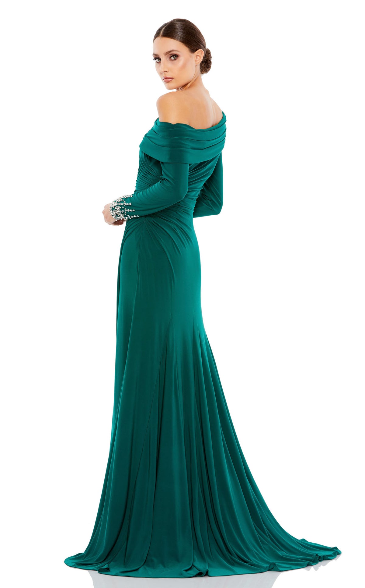 【MACDUGGAL】マックダガル ワンショルダー トラペーズガウン One Shoulder Pearl Beaded Midi Ballgown - Mac Duggal