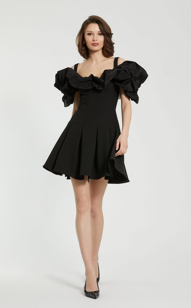 mac duggal short black dress Black Strapless Ruched Mini Dress