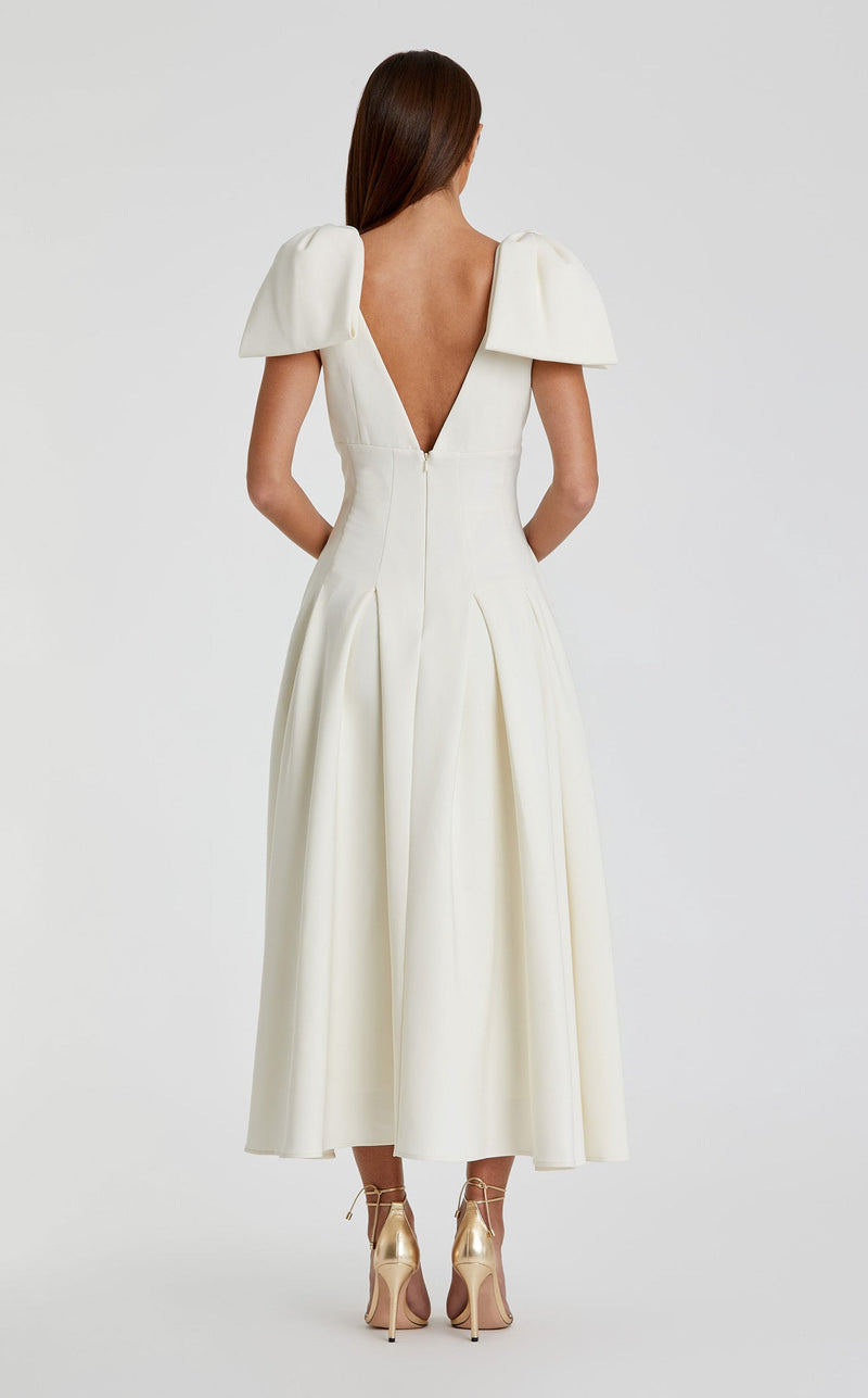 mac duggal ivory dress Ivory Strapless Brocade Tea Length Dress