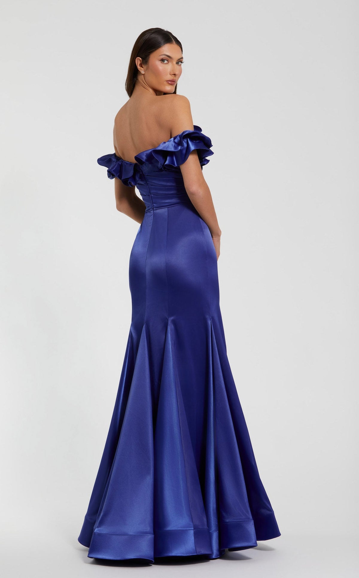 chinese dress ladies Mac Duggal - Pink Crepe Mermaid Gown with Beaded Illusion Neck main image 1