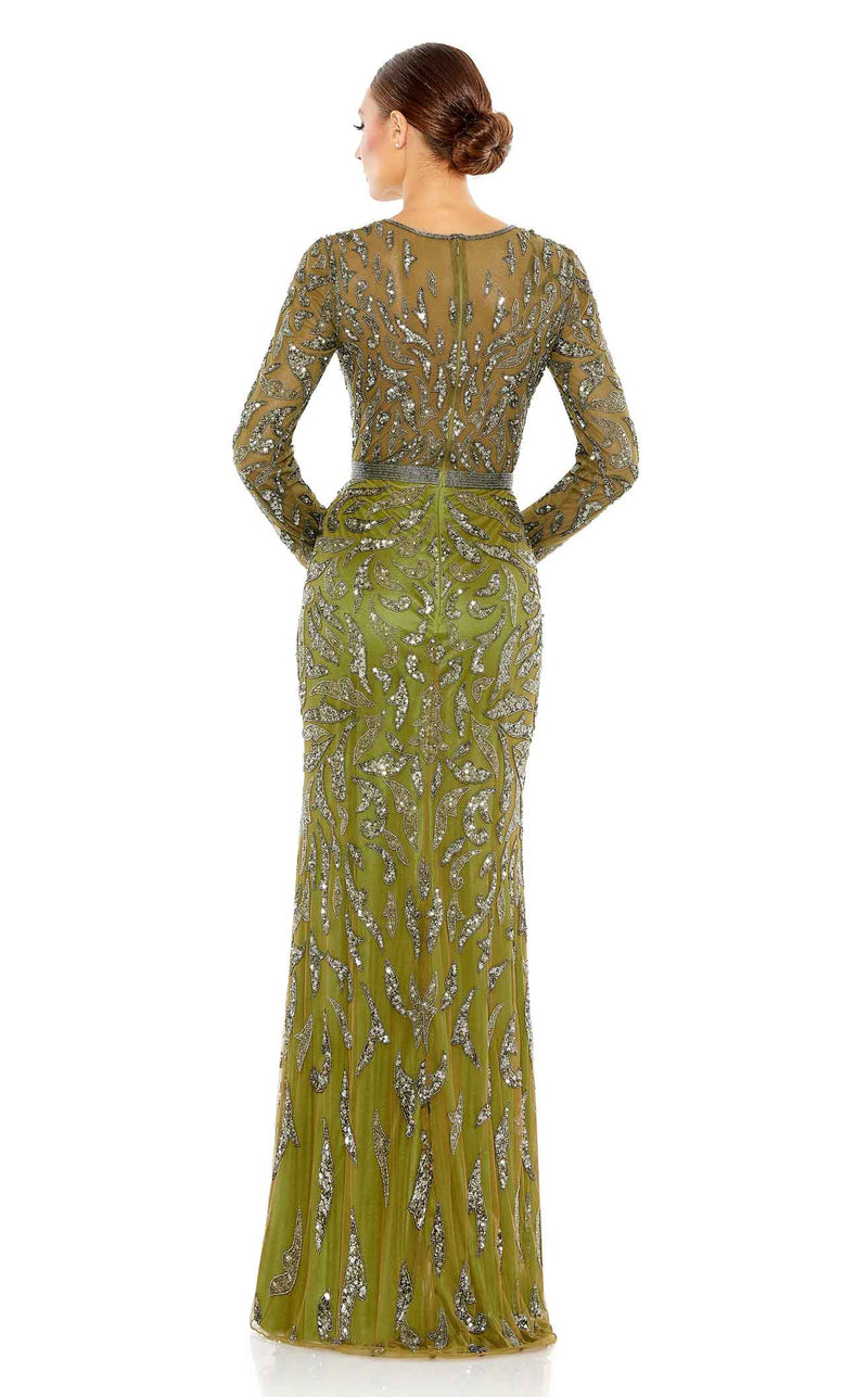 Mac Duggal - Dark Gray Long Sleeve Beaded Evening Gown - US 20 Mac Duggal - Dark Gray Long Sleeve Beaded Evening Gown - US 20