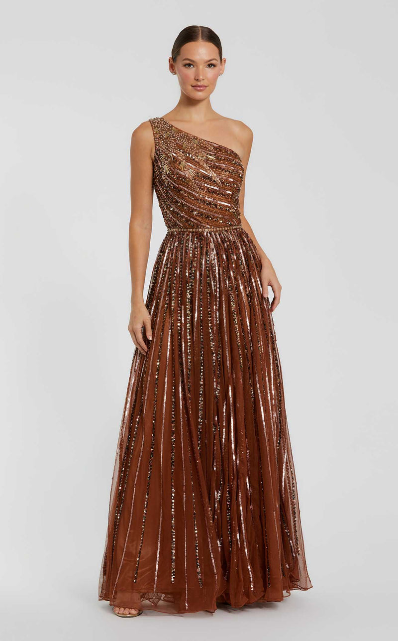 Mac Duggal - Navy Embellished One Shoulder A-Line Gown - US 2 Mac Duggal - Navy Embellished One Shoulder A-Line Gown - US 2