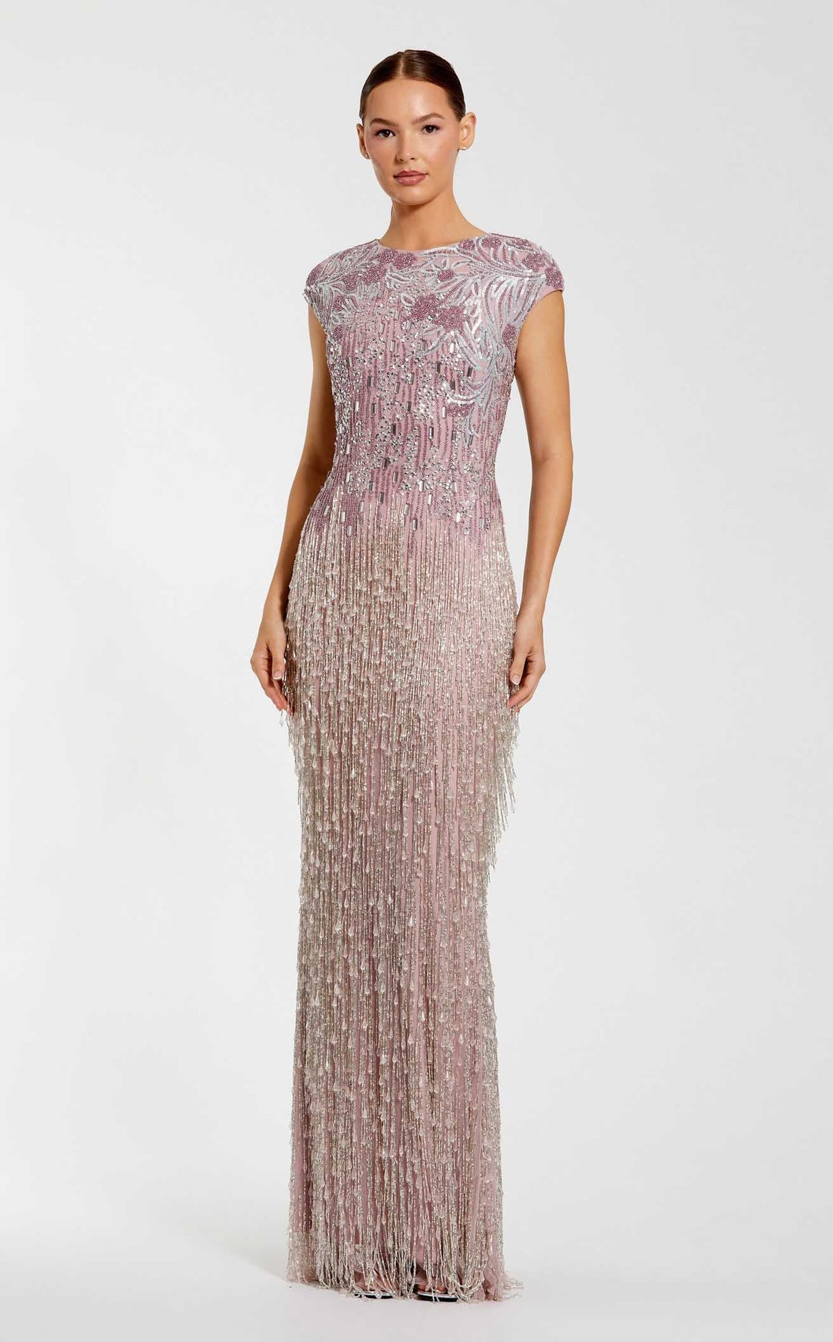 Mac Duggal Women's Evening Embellished Mesh Cap-Sleeve Gown - Vintage Lilac