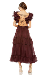 【Mac Duggal】ラッフルティアードエンブレスドフラッター Ruffle Tiered Embellished Flutter Sleeve Gown - Mac Duggal