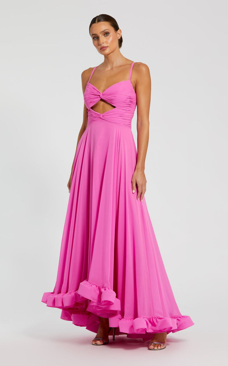 Mac Duggal Chiffon Sweetheart High-Low Gown - Candy Pink Mac Duggal Chiffon Sweetheart High-Low Gown - Candy Pink