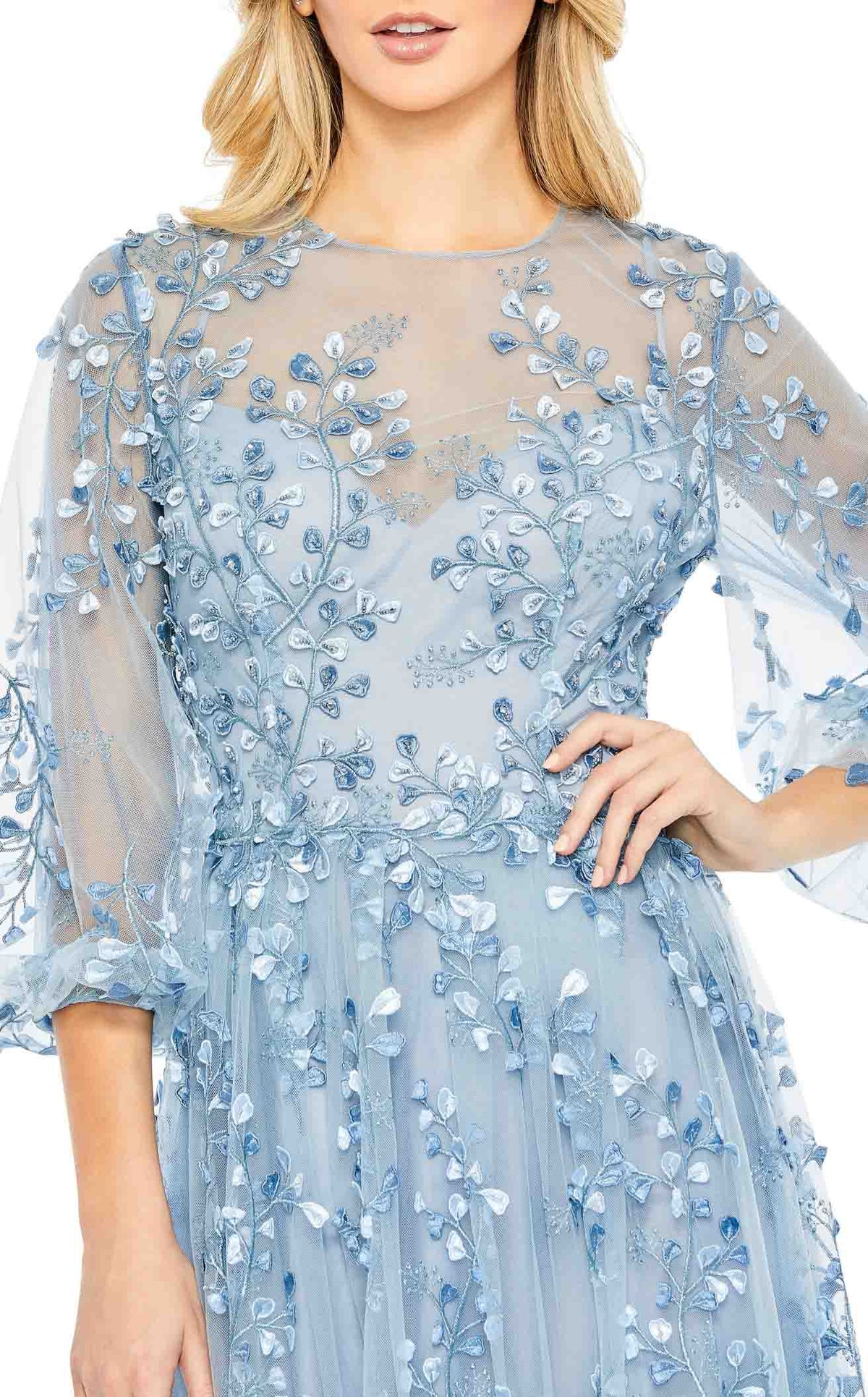 mac duggal light blue dress Mac Duggal Women's Embellished Mesh A-line Evening Gown