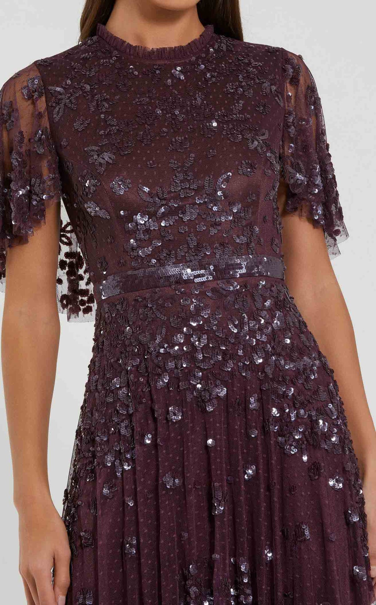関税送料込【MAC DUGGAL】ロング ワンピース 装飾 長袖 オレンジ Mac-Duggal-23003-Midnight-