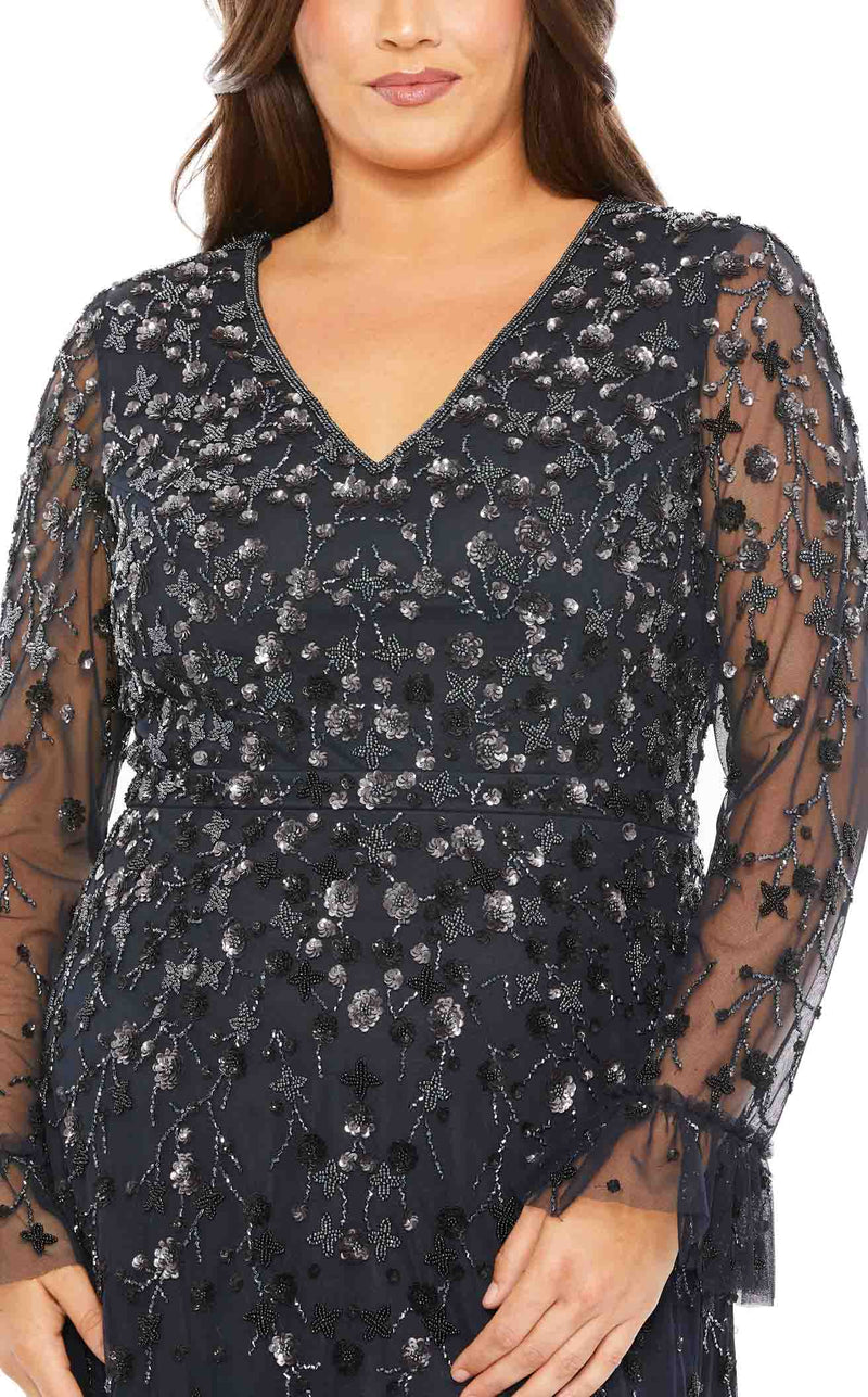 Mac Duggal::ワンピース:4[RESALE] Mac Duggal 27460 One-Shoulder Ruffle Sleeve Jumpsuit
