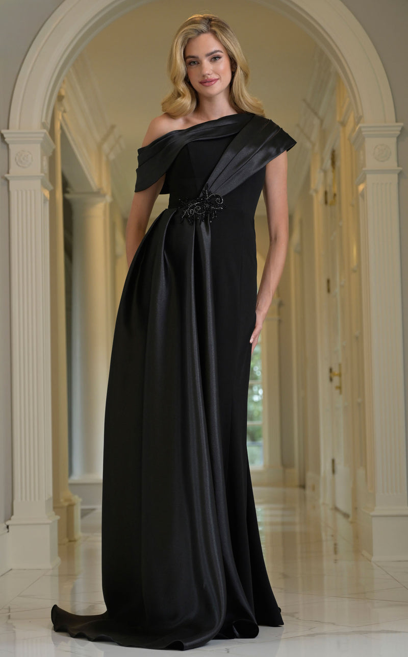 marsoni dresses M346 Dress Column Satin Black/Black 20 Marsoni by Colors MV1288 Boho Maxi Dress | CWL Color:Fuschia