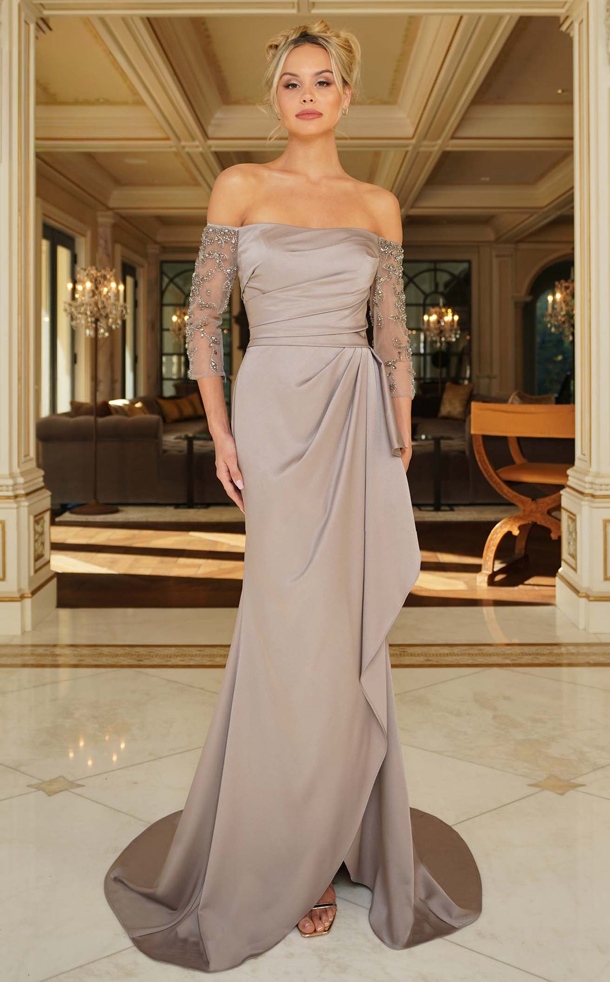 Marsoni MV1254 Prom Dress - Taupe | NewYorkDress Marsoni MV1254 Prom Dress - Taupe | NewYorkDress