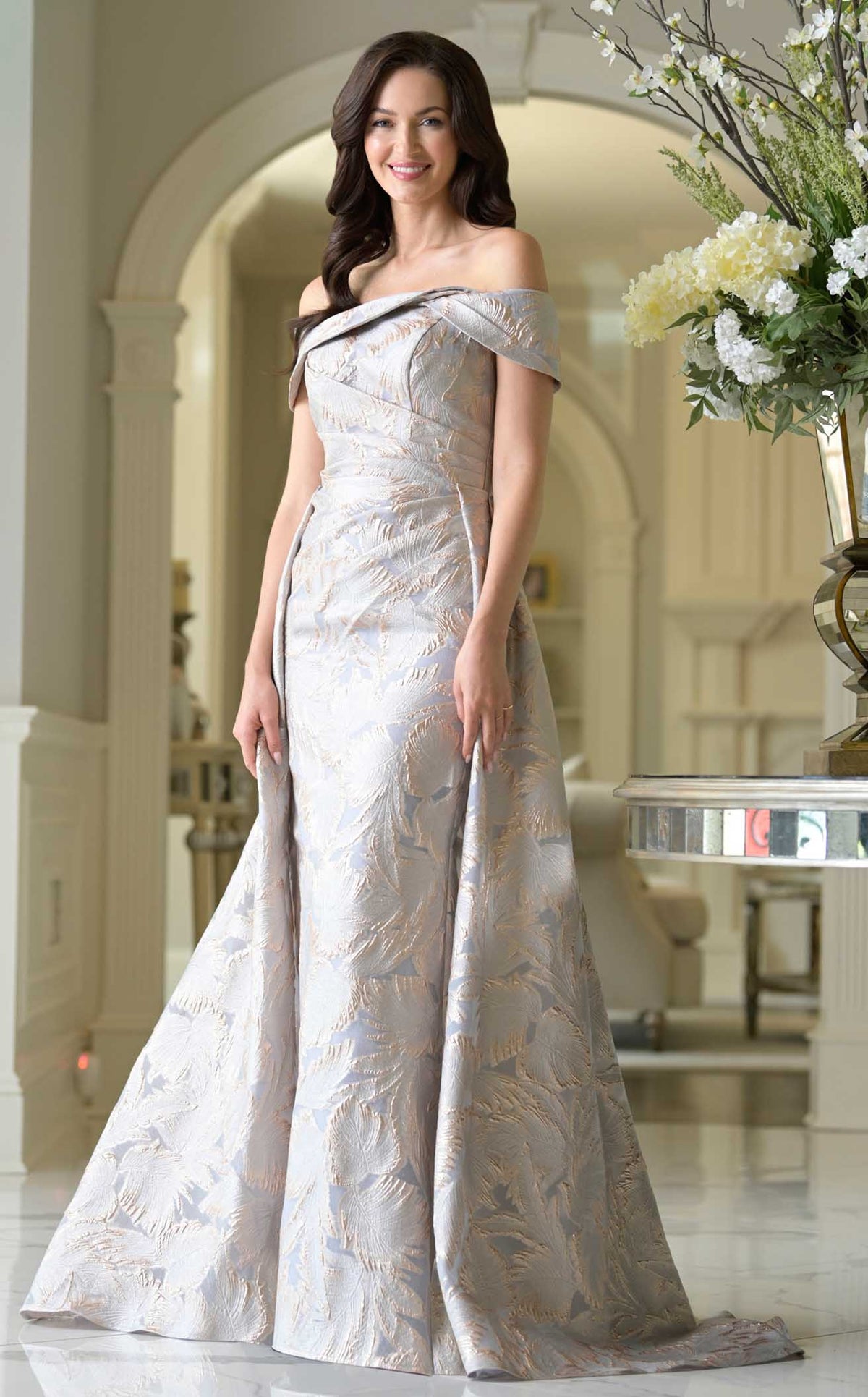 Marsoni MV1382 Women's Formal Evening & Wedding Guest Dress - Gold-Blue