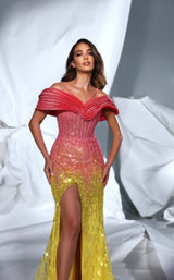 Modessa Couture M24633 Fuchsia Yellow