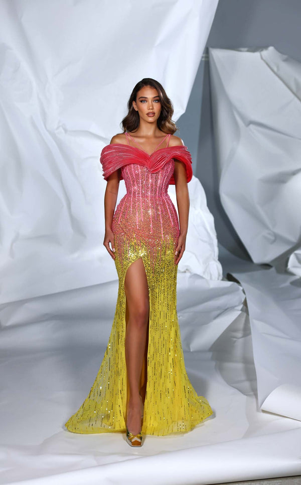 Modessa Couture M24633 Fuchsia Yellow