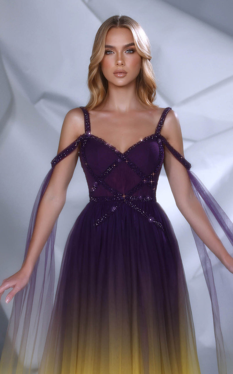 Modessa Couture M24644 Purple/Yellow