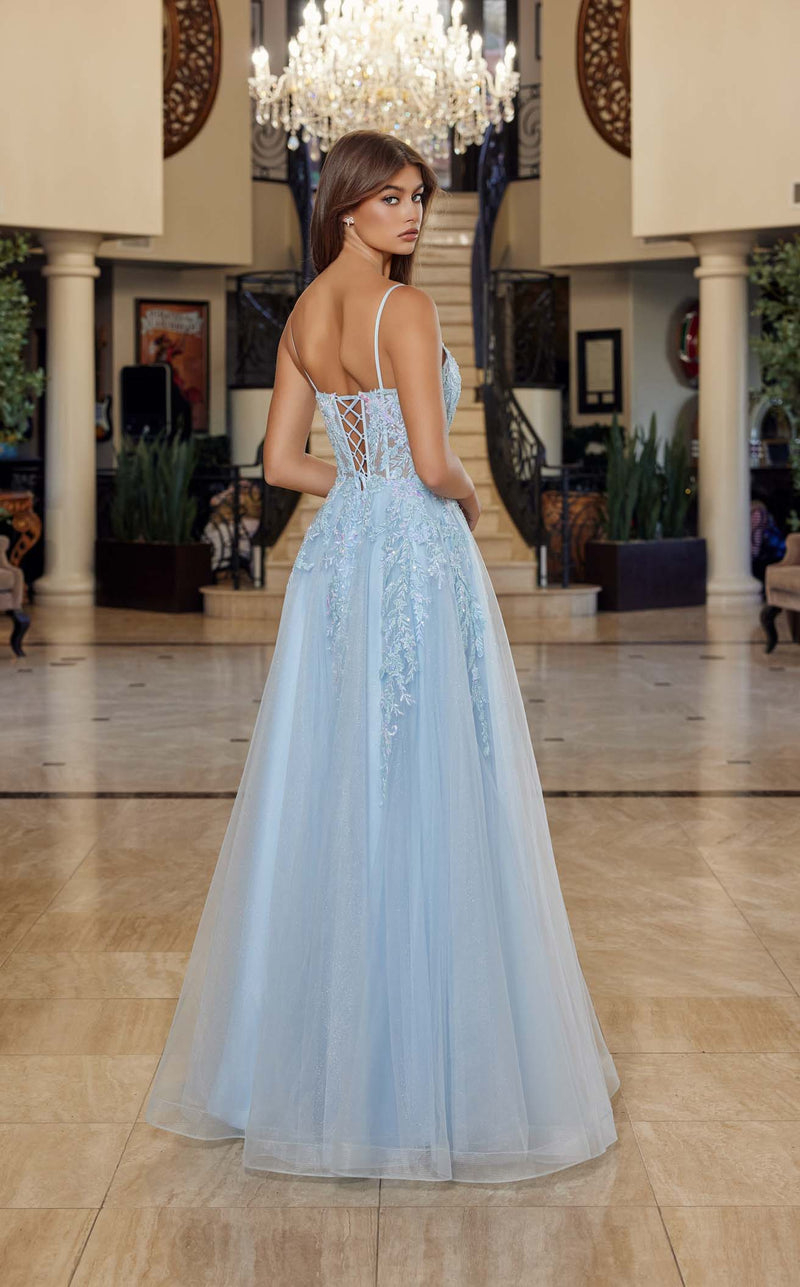 Long A-Line Prom Dress with Lace-Up Embroidered Corset Red / 0