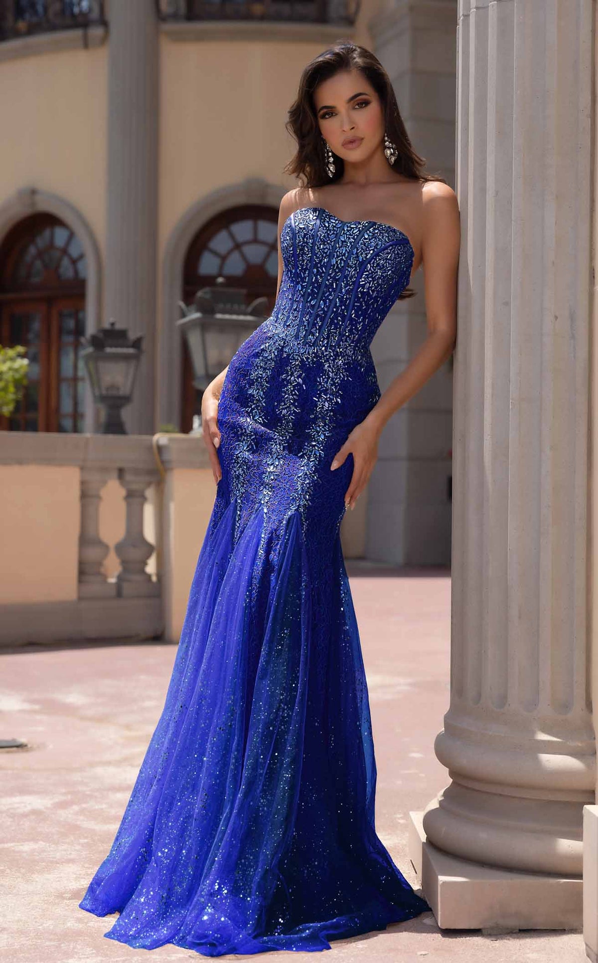green emerald velvet dress Portia and Scarlett PS25169 Prom Dress - Cobalt