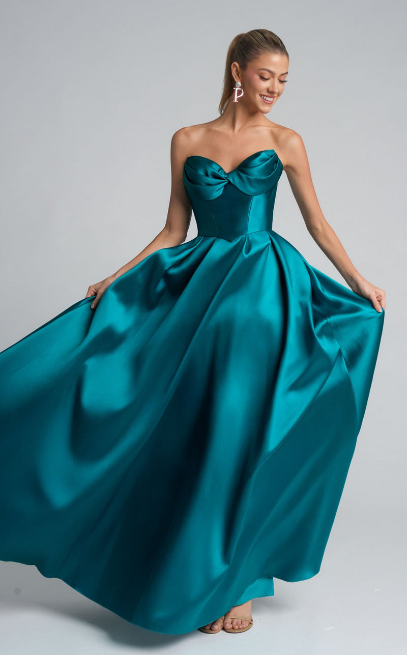 green emerald velvet dress Portia And Scarlett 22547 Sexy Prom Long Dress