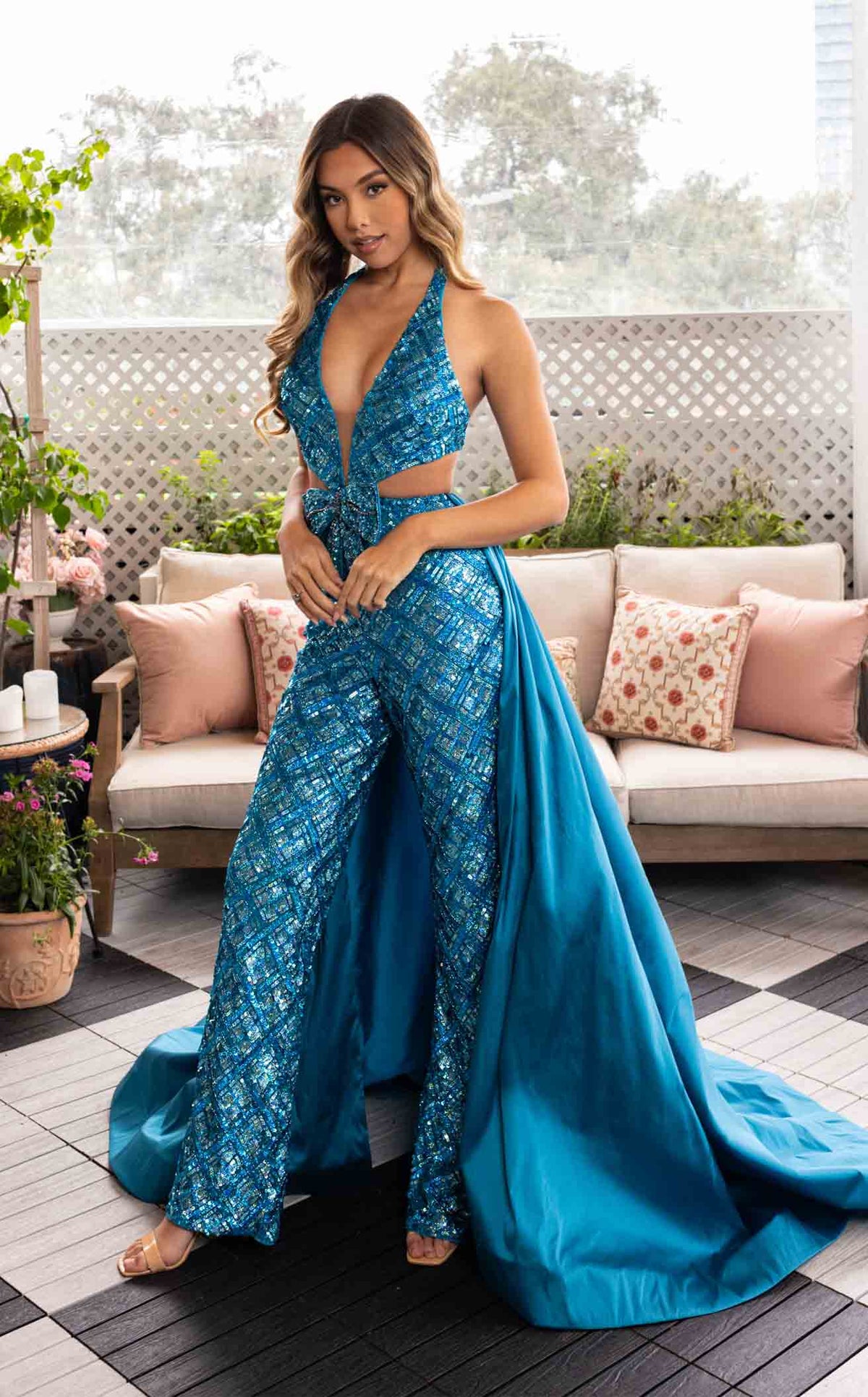 green emerald velvet dress Rachel Allan 50139