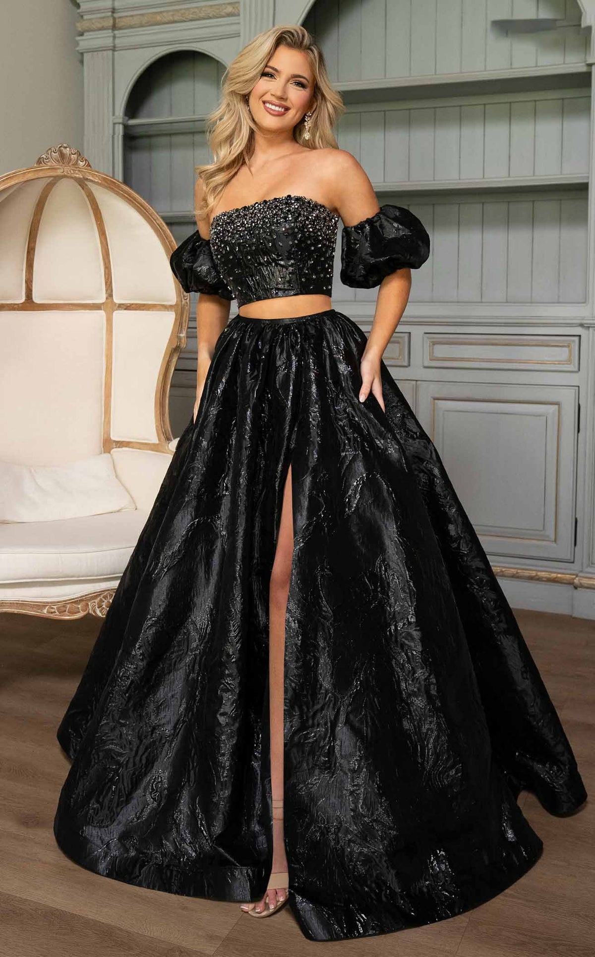 rachel allan black prom dress 70707 Sexy Black Champagne Evening waistline:basque Homecoming Dresses Designer Size:EU 36 / US 4