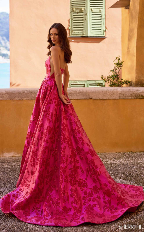 Sherri Hill 57077 Fuchsia Print