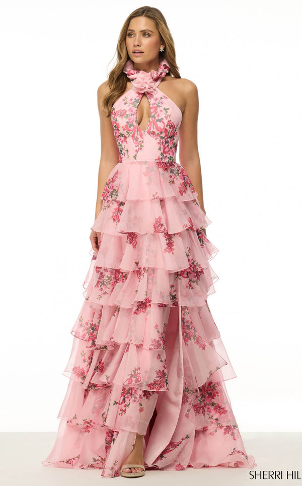 Sherri Hill 57251 Pink Print