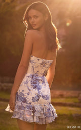 Sherri Hill 57300 Blue Ivory Print