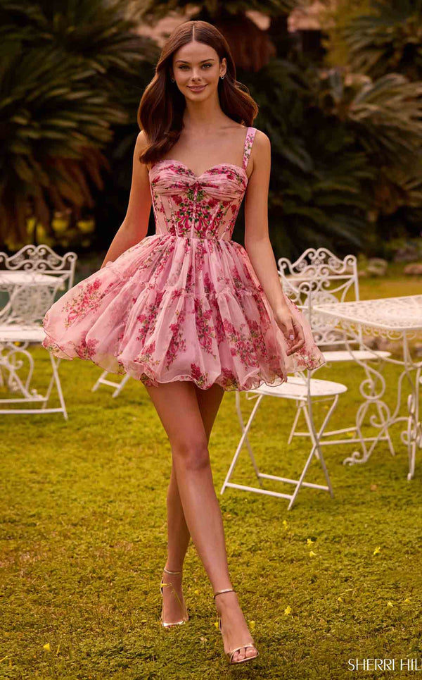 Sherri Hill 57380 Blush/Red Print