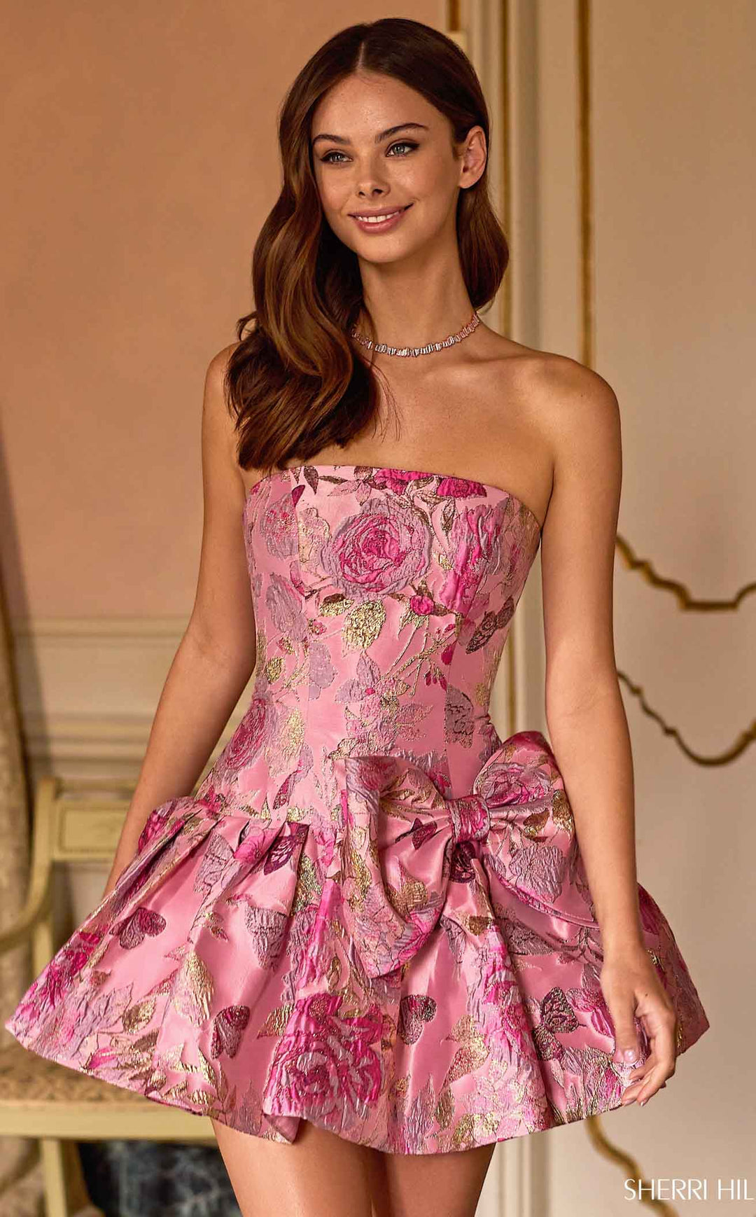 Sherri Hill 57468 Rose/Gold Print