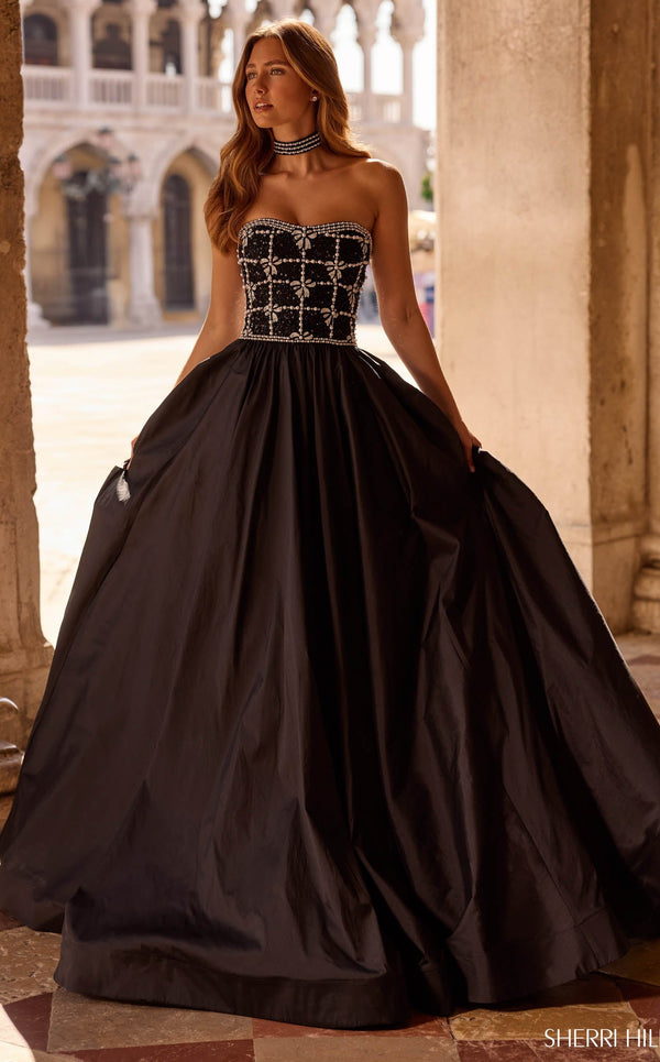 Sherri Hill 57496 Black/Ivory/Silver