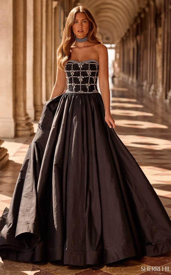 Sherri Hill 57496 Black/Ivory/Silver