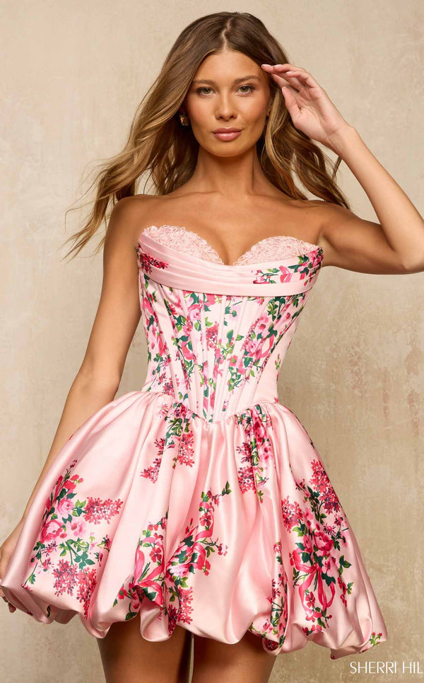 Sherri Hill 57544 Pink Print