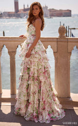 Sherri Hill 57614 Ivory/Green Pink Print