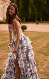 Sherri Hill 57692 Ivory/Purple Green Print