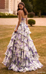 Sherri Hill 57692 Ivory/Purple Green Print