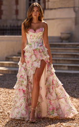 Sherri Hill 57693 Ivory/Pink/Green Print