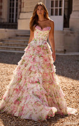 Sherri Hill 57693 Ivory/Pink/Green Print