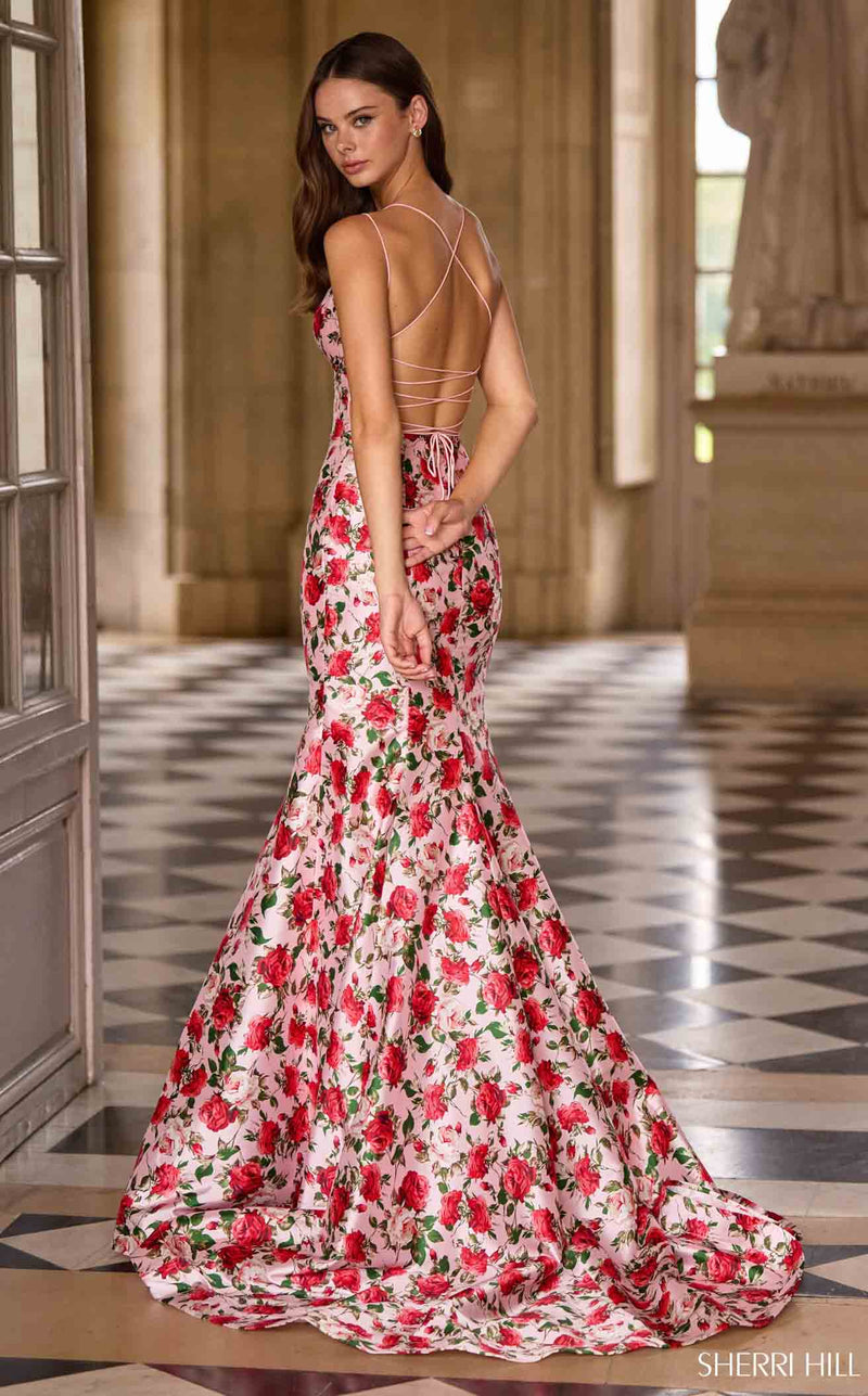 Sherri Hill 57720 Pink Print