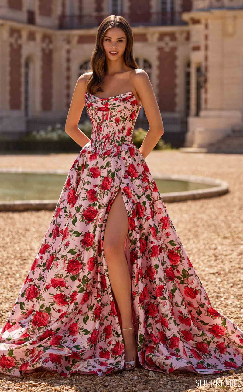 Sherri Hill 57723 Pink Print
