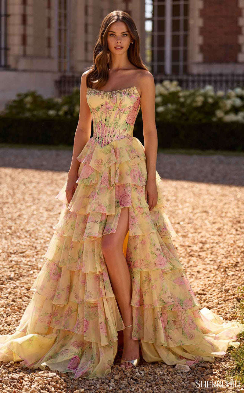 Sherri Hill 57727 Light-Yellow-Print