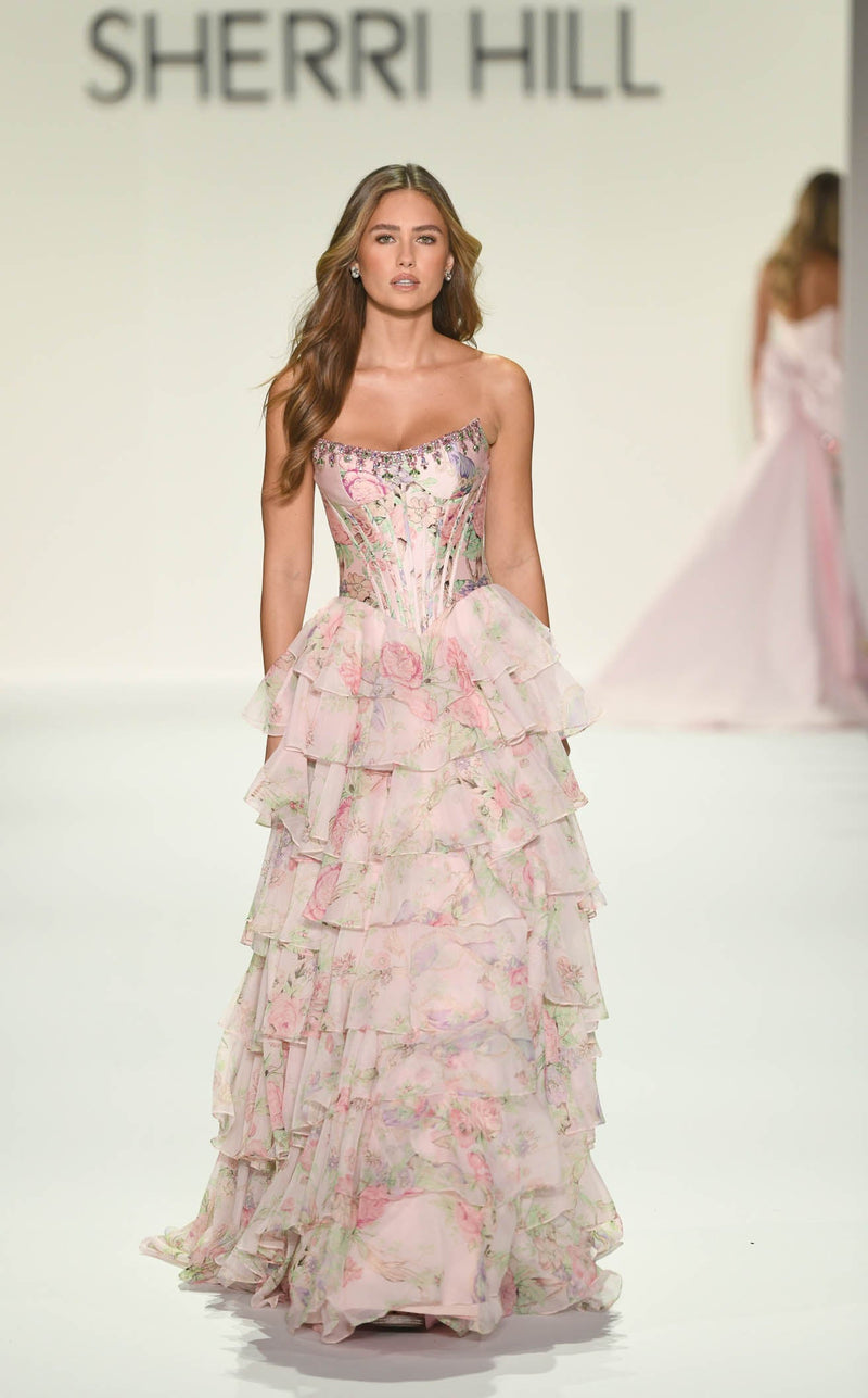 Sherri Hill 57727 Pink Print