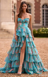 Sherri Hill 57775 Aqua Print