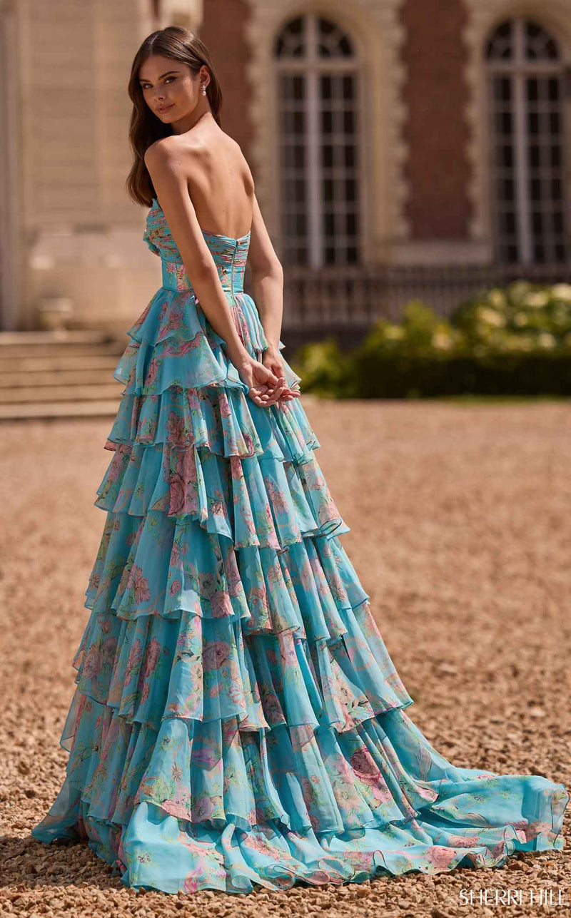 Sherri Hill 57775 Aqua Print