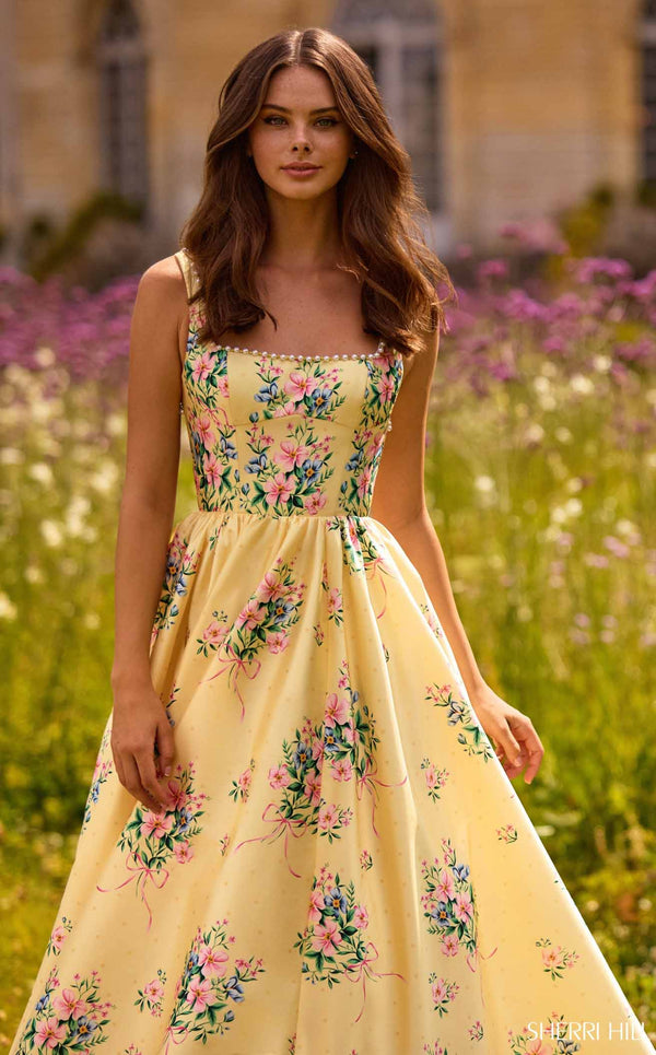 Sherri Hill 57783 Light-Yellow-Print