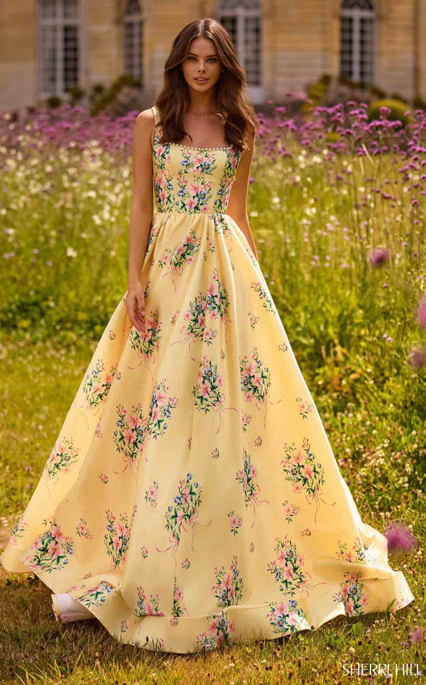 Sherri Hill 57783 Light-Yellow-Print