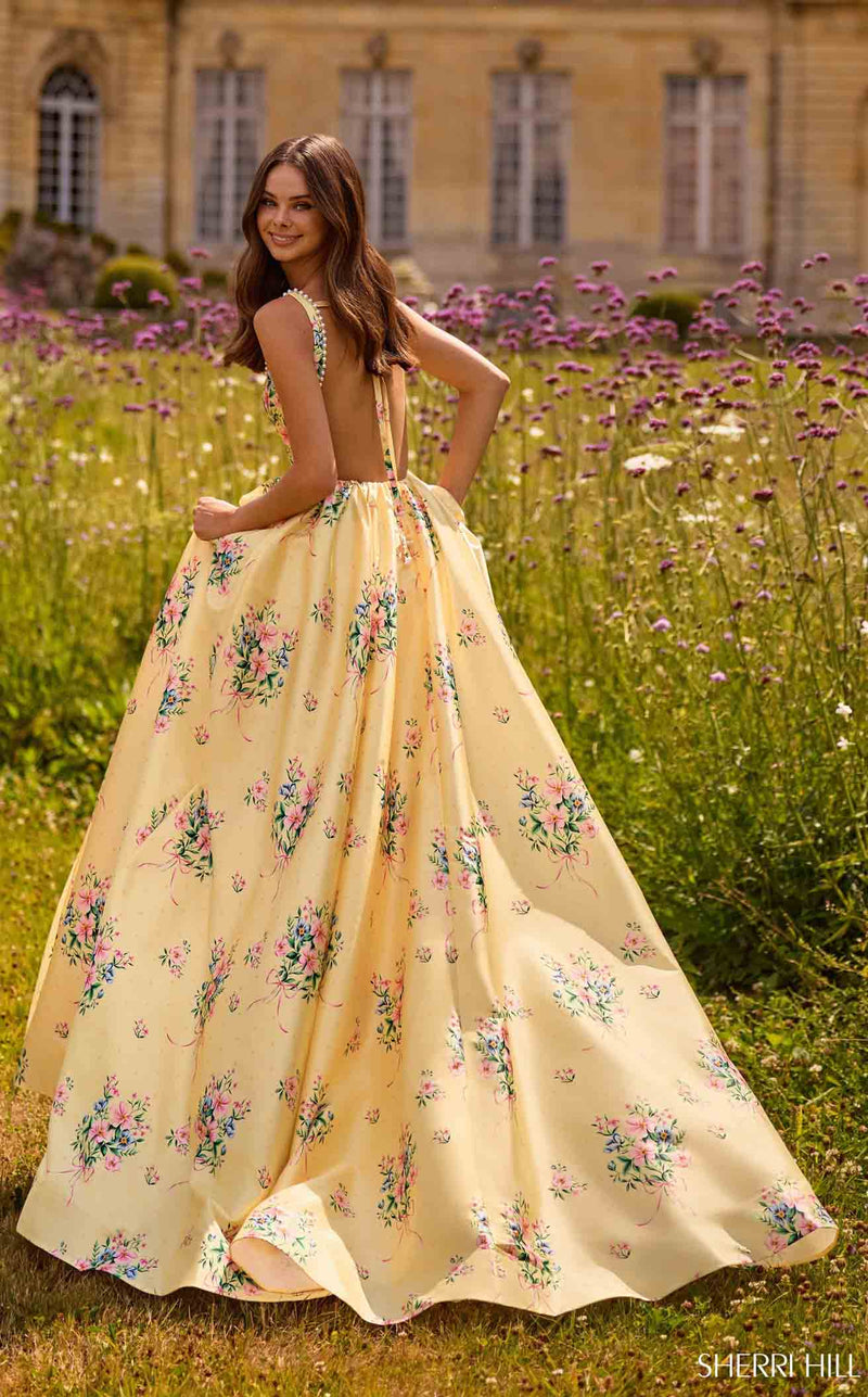 Sherri Hill 57783 Light-Yellow-Print