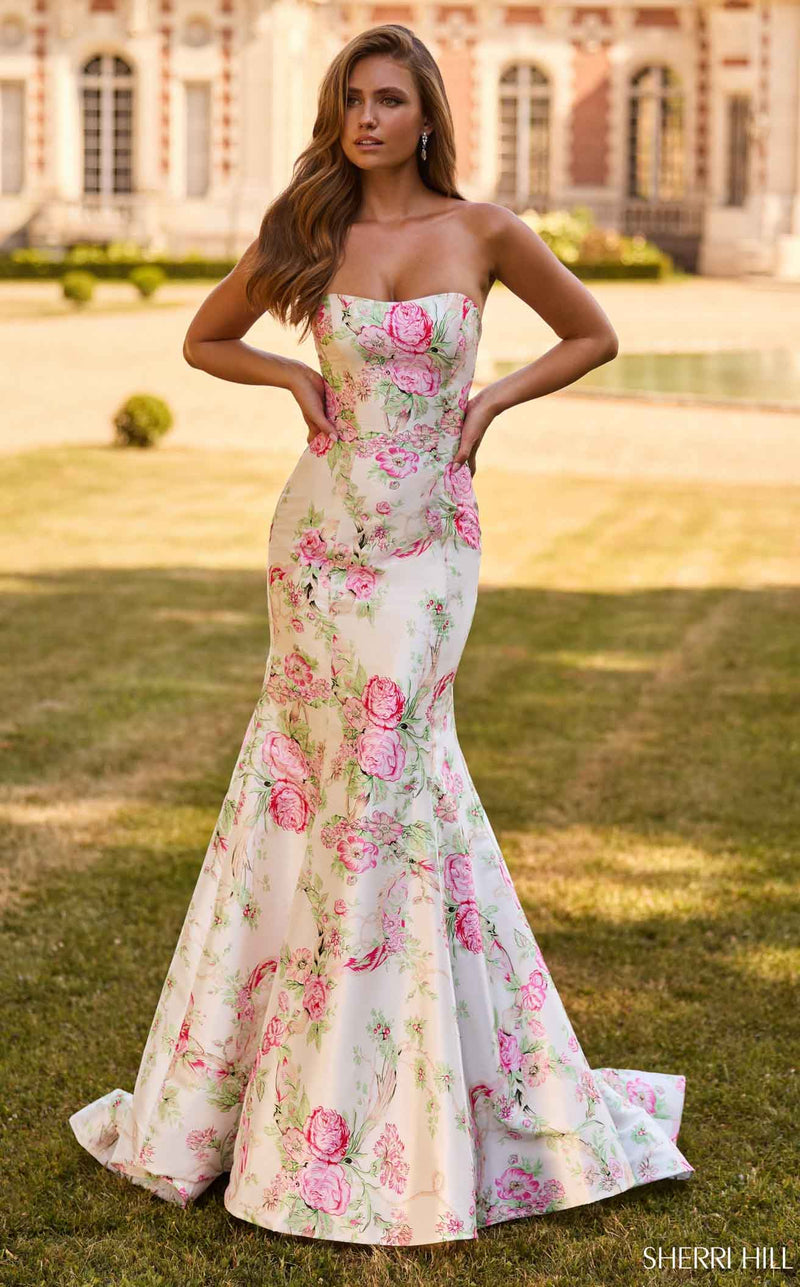 Sherri Hill 57796 Prom Dress - Periwinkle-Print | NewYorkDress Sherri Hill 57796 Prom Dress - Periwinkle-Print | NewYorkDress
