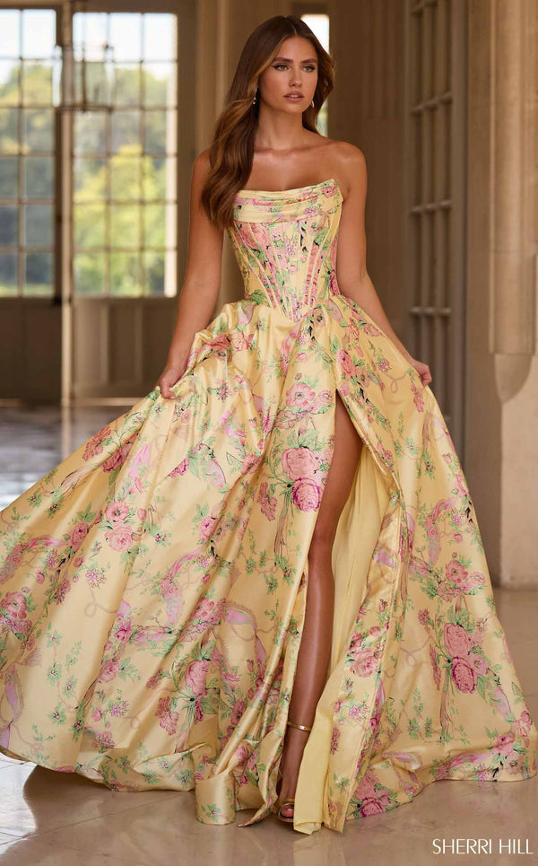 Sherri Hill 57797 Light-Yellow-Print