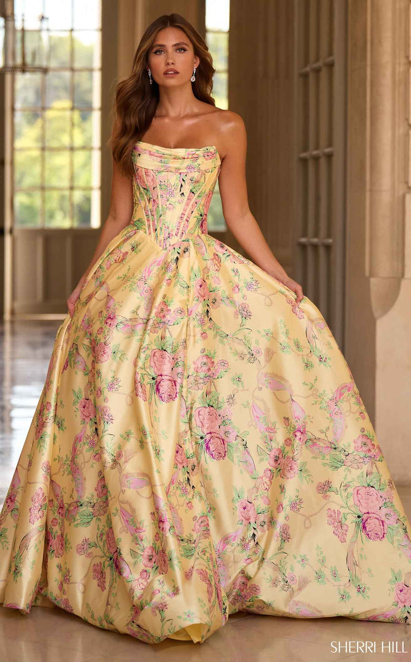 Sherri Hill 57797 Light-Yellow-Print