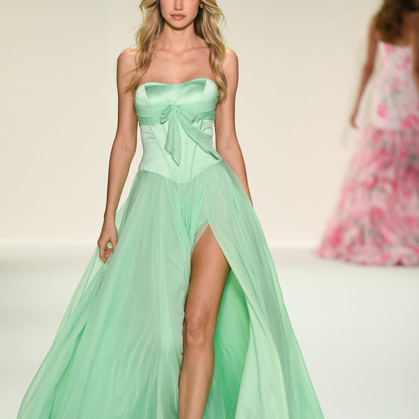 slim fit dress slacks Light Green Off Shoulder Ball Gown Dress With 3D Lace Flowers – Lisposa